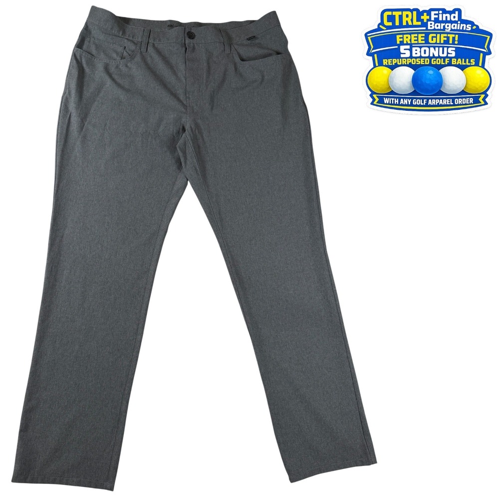 Travis Mathew Open to Close Performance Pants Stretch Poly Blend Grey Mens 38x31
